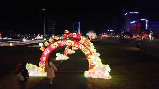 春节 花灯 元宵节 航拍 节日 灯光 城市