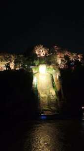 竖版航拍四川乐山大佛夜景