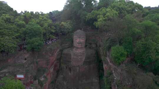 乐山大佛航拍素材 各种角度景别航拍大佛