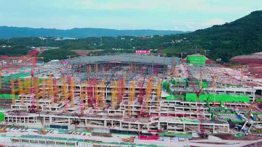 航拍重庆东站建设施工