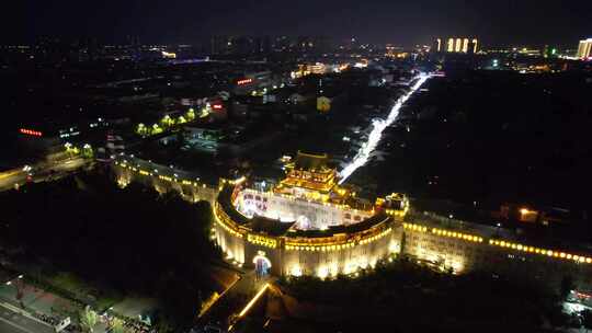 航拍隋唐洛阳城地标洛阳夜景