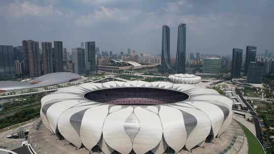 杭州亚运会场馆奥体中心航拍视频素材模板下载