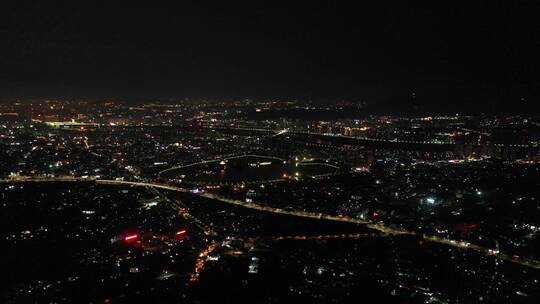 泉州市区夜景航拍500米高空泉州城市大景