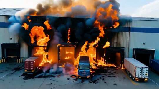 物流中心仓库工程火灾素材