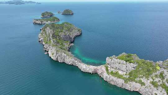 泰国安通国家海洋公园海岛浮潜自然风光航拍