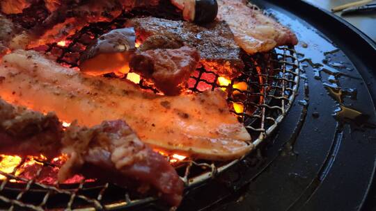 韩式烤肉烧烤炭火烤肉果木烤肉湖边野炊