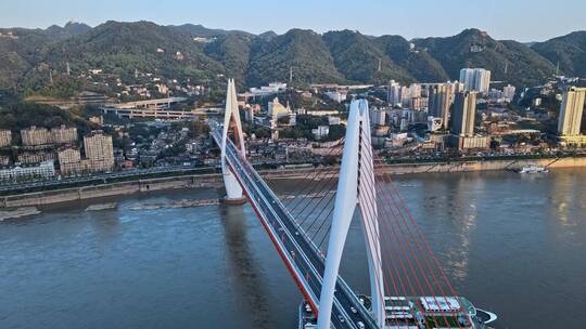 高清航拍贵州城市建筑桥自然风光视频素材模板下载