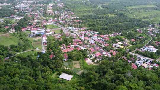 鸟瞰Balik Pulau Sungai Rusa小村庄视频素材模板下载