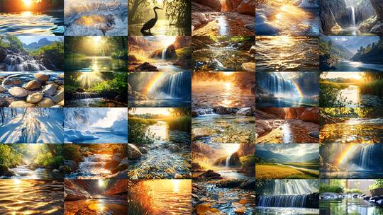 小溪流水特写山间大自然唯美风景景色