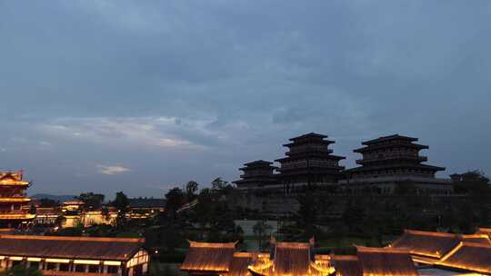 绵阳梓潼七曲山古韵建筑夜景