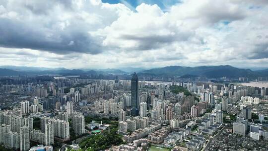 浙江温州城市大景世贸大厦航拍