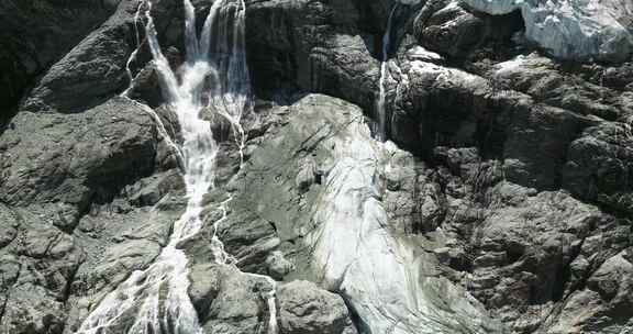 Turtmann冰川，岩石，瀑布，水