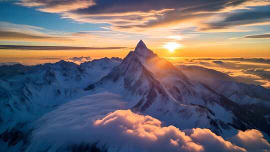 日照金山云海翻涌的壮美景色