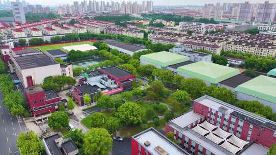 上海体育大学徐汇校区航拍校园风景风光素材视频素材模板下载