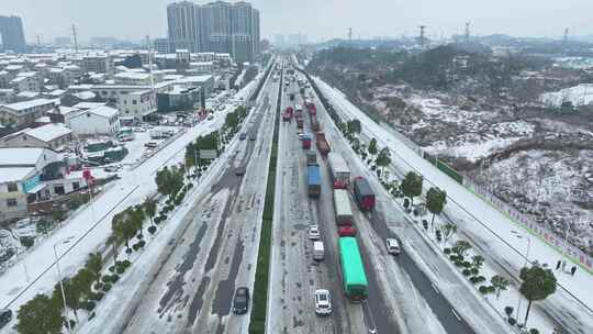 冰雪灾害航拍素材