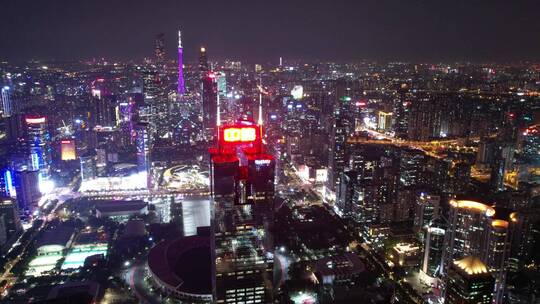 2022广州天河航拍中信广场珠江新城夜景延时视频素材模板下载