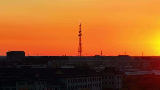 内蒙额济纳旗夕阳日落风光