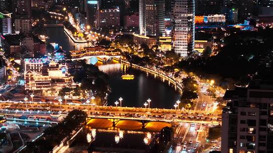 成都地标繁华夜景航拍