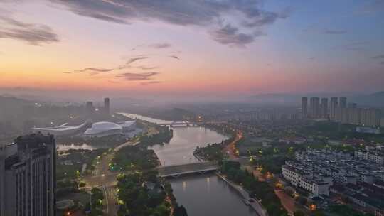 余姚城市航拍 大场景 余姚日出 生活区