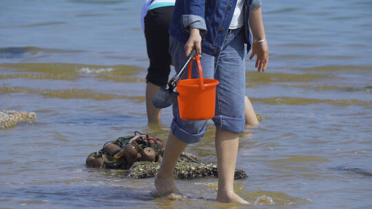 海边赶海的人