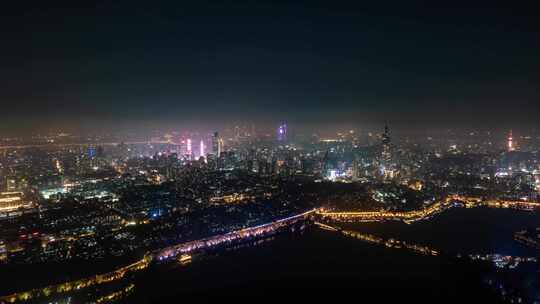 南京_城市建筑群夜景航拍003视频素材模板下载