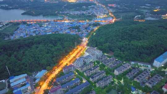 湖北武汉中国地质大学夜晚夜景航拍洪山区城