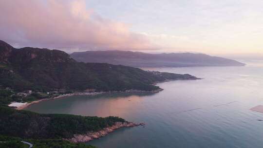 福建霞浦花竹村日出海岛风景航拍