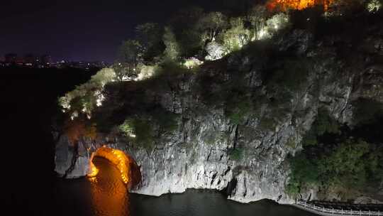 桂林象鼻山夜景航拍