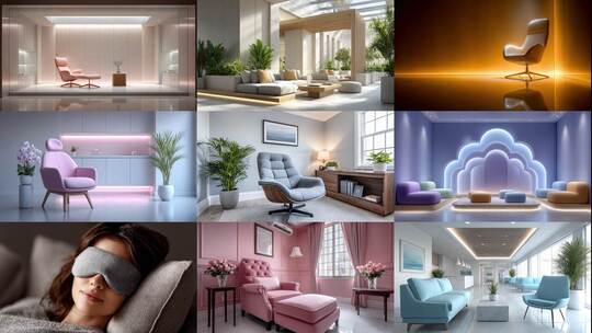 未来感坐具设计与生活场景高清在线视频素材下载