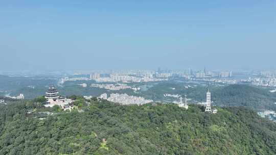 惠州挂榜阁航拍红花湖景区山峰山顶风光风景