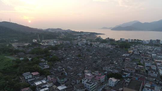 深圳大鹏航拍大鹏古城所城日出大景