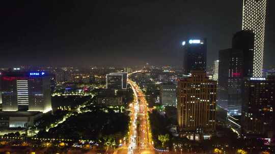 江苏城市夜景交通航拍视频素材模板下载