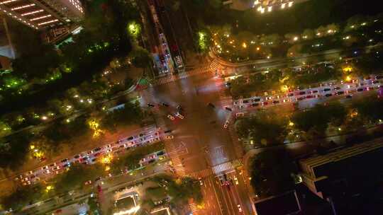 杭州城市十字路口夜晚夜景车流视频素材