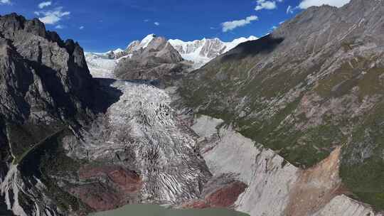 西藏那曲地区布加雪山冰川冰湖高空航拍