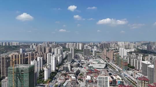 航拍四川自贡建设自贡城市风光