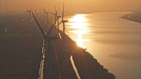 4K上海崇明风力太阳能发电素材