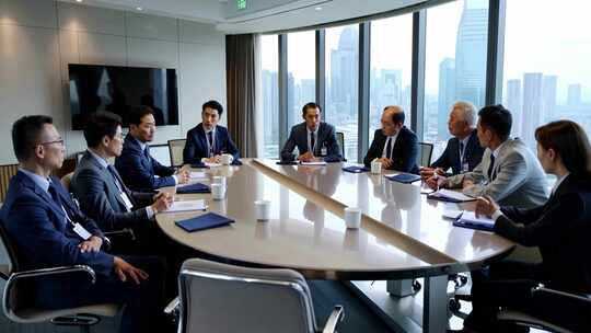 办公室商务人士白领开会商务洽谈合作谈判商