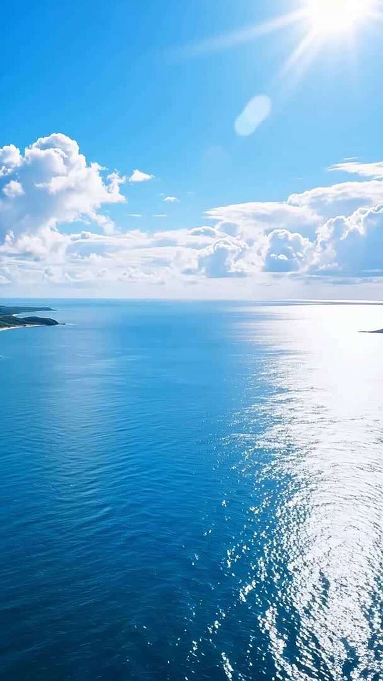 蓝天大海自然风光航拍素材