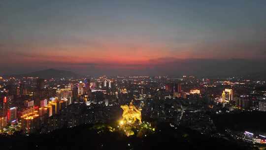 夕阳晚霞中的泉州夜景航拍