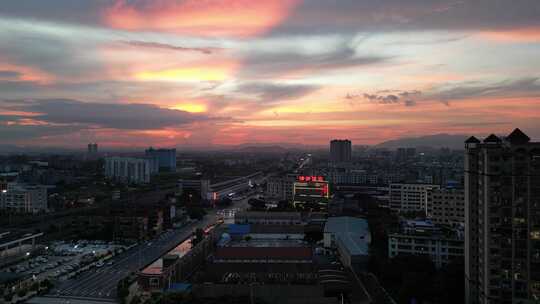 广西玉林城市风光玉林夜景航拍