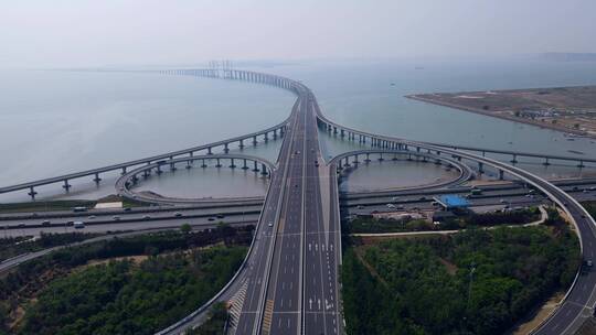 4k 航拍青岛胶州湾跨海大桥高速公路