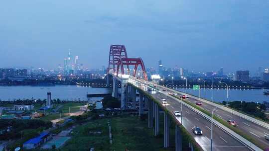 广州夜景航拍-新光大桥视频素材模板下载
