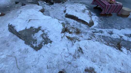 济南南部山区九如山，冰瀑成型冰天雪地