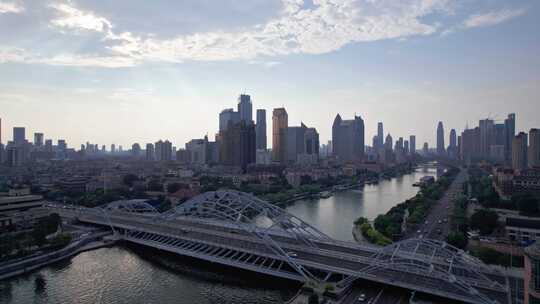 天津海河风景城市建筑风光航拍