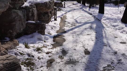 落雪假山石岩石圆明园雪景 ~