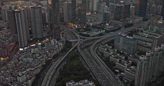 深圳滨河大道立交高架桥车流8K航拍大景