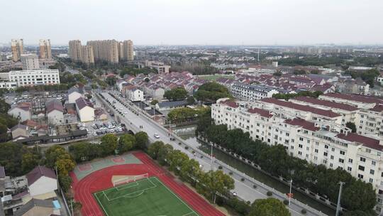 上海新场古镇新场中学4K航拍原素材