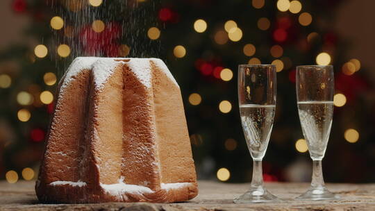 2022年新年前夕面包玻璃酒杯
