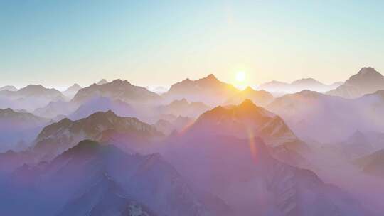 唯美雪山 雪山日出