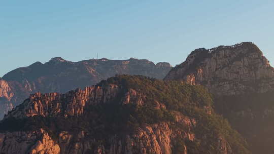 航拍泰安泰山山顶风景